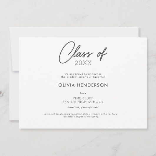 フォトフモダンィルムフレーム卒業発表 招待状 (裏面)