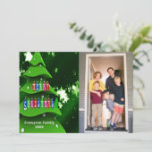 フォトフラットカード付き緑の偽クリスマスツリー シーズンカード (スタンド正面)