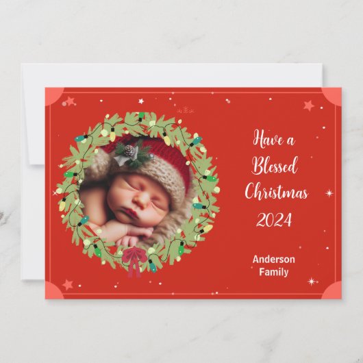 フォトフラットクリスマスホリデーカードのパーソナライズ シーズンカード (正面)