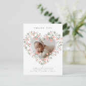 フォトフラワーエレガントリーハート赤ちゃんシャワー ポストカード (スタンド正面)