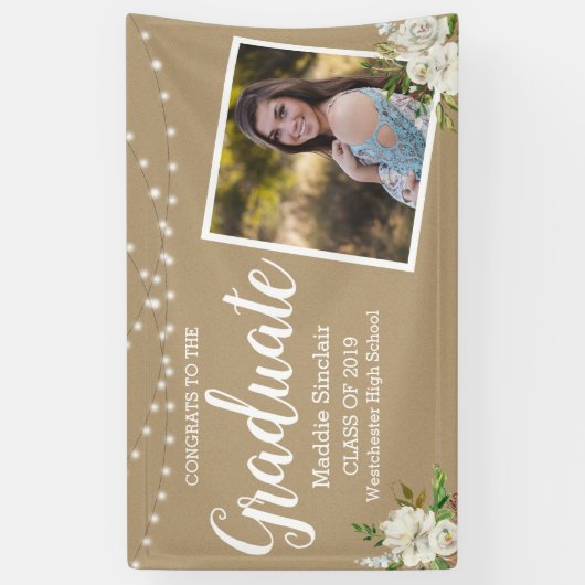 フォトフラワーストリングライツタン卒業 横断幕 (縦)