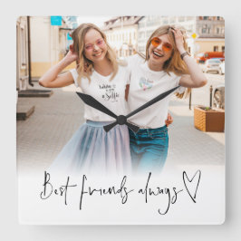 フォトフリ最高のーズ常にハートスクリプト スクエア壁時計