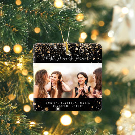 フォトフレンズ永遠に黒い金ゴールドグリッター名 セラミックオーナメント