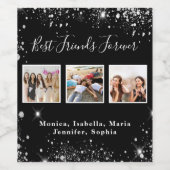 フォトフレンズ永遠に黒い銀のグリッターの塵 ワインラベル (シングルラベル)