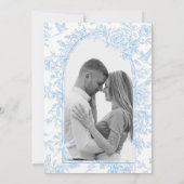 フォトフレンチブルーの花嫁結婚式のSave the Date 招待状 (裏面)