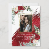 フォトフレームはっきりしたクリムゾンハッピーホリデー 招待状 (正面)