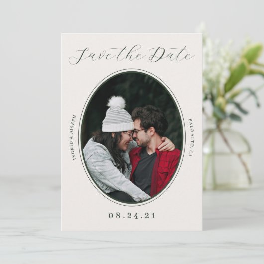 フォトフレームエレガントフラット日付カードを保存 セーブザデート (スタンド正面)