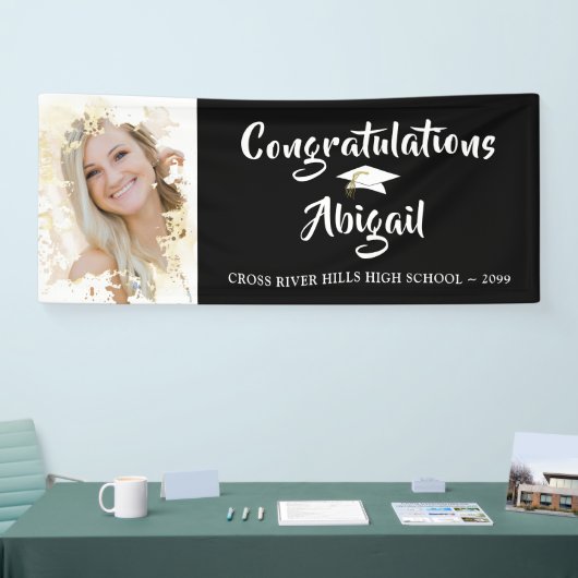 フォトフレームグランジブラシスクリプトの卒業 横断幕 (トレードショー)