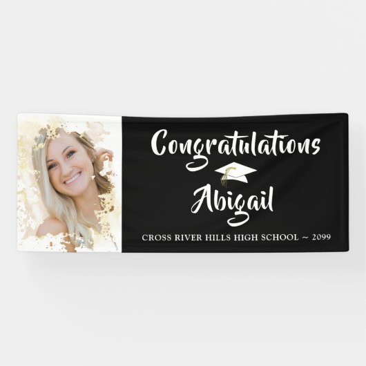 フォトフレームグランジブラシスクリプトの卒業 横断幕 (横)