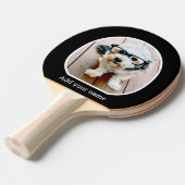 フォトフレームシンプル付き – モダン文字白黒 卓球ラケット (正面アングル)