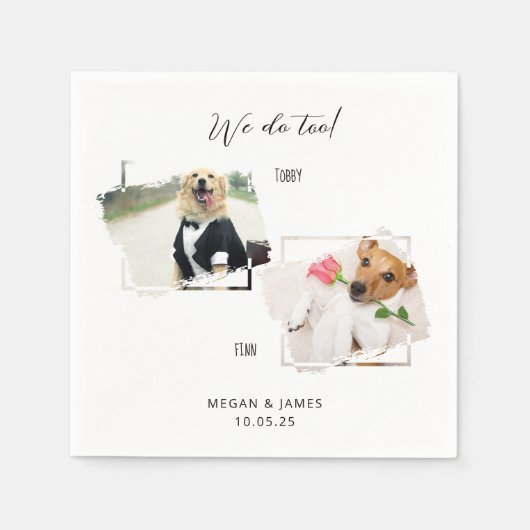 フォトフレームドッグ結婚ズを2枚使い過ぎ スタンダードカクテルナプキン (正面)