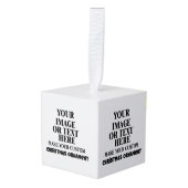 フォトフレームパーソナライズされた木製クリスマスオーナメント キューブオーナメント (正面アングル)