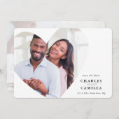 フォトフレームモダンハートのエレガント保存 招待状 (正面/裏面)