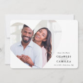 フォトフレームモダンハートのエレガント保存 招待状 (正面)