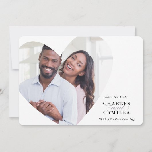 フォトフレームモダンハートのエレガント保存 招待状 (正面)