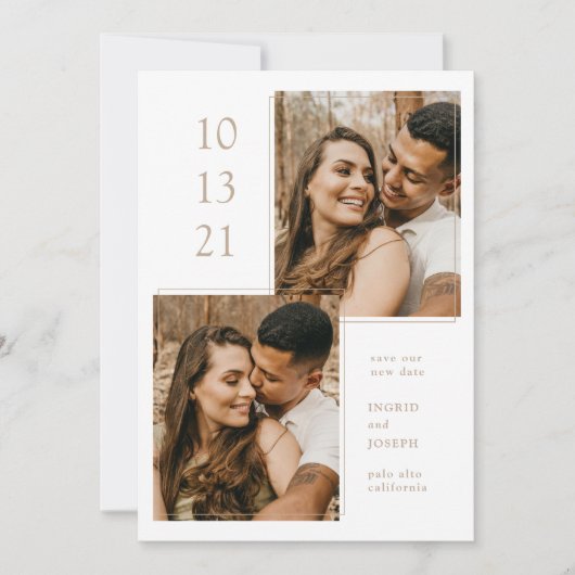 フォトフレームモダンフラット日付カードを保存 セーブザデート (正面)