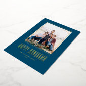 フォトフレームモダンブルーハッピーハヌカー 箔シーズンカード (回転した状態)