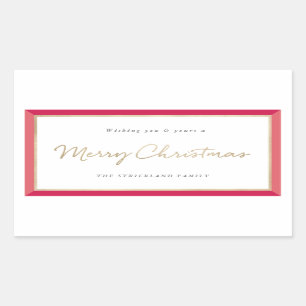 フォトフレームモダンメリークリスマスラベル 長方形シール