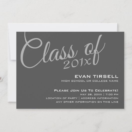 フォトフレームモダン卒業パーティー 招待状 (裏面)