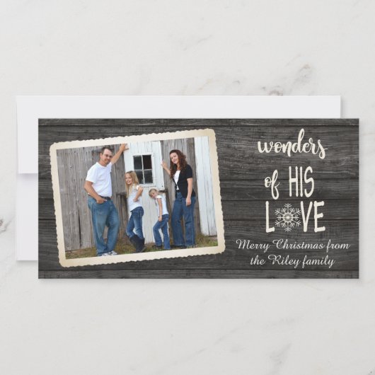 フォトフレーム付きクリスマスの素朴な黒い木 シーズンカード (正面)