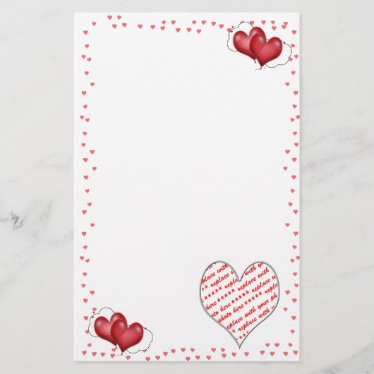 フォトフレーム付きバルーンハート 便箋 (正面)