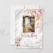 フォトフレーム素朴バーガンディーピンクアイボリーパンパスグラス 招待状 (正面)