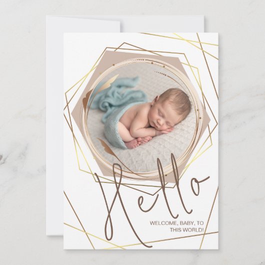 フォトフレーム金ゴールドフォイルの生まれたばかりの統計 案内状 (正面)