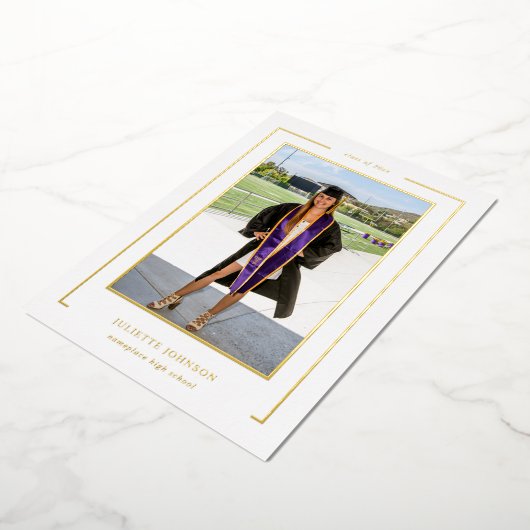 フォトフレーム3フォイル卒業発表 箔招待状 (回転した状態)