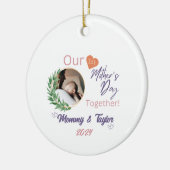 フォトフレーム、パープル母の日を一緒に セラミックオーナメント (左)