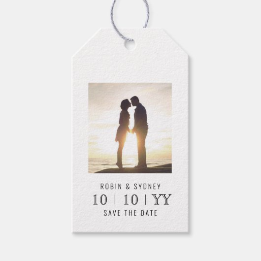 フォトフレーム |日付の保存 |ギフトラベルlホワイト ギフトタグ (正面)