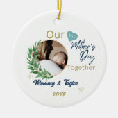 フォトフレーム、青、私たちの最初の母の日の一緒に セラミックオーナメント (正面)
