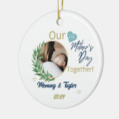 フォトフレーム、青、私たちの最初の母の日の一緒に セラミックオーナメント (左)