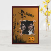 フォトフレーム、魔女、ジャック・o'ランタンカード カード (黄色い花)