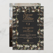 フォトフローラシックなウェディング日付を保存招待状 招待状 (正面/裏面)