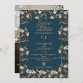 フォトフローラシックなウェディング日付を保存招待状 招待状 (正面/裏面)