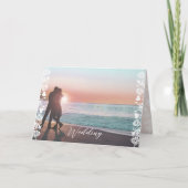 フォトフローラダマスクのトリム結婚2倍 招待状 (正面)