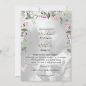 フォトフローラパープル金ゴールド結婚ピンク 招待状 (正面)