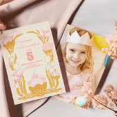 フォトフローラピンク金ゴールド子供の誕生日 招待状