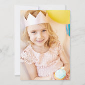 フォトフローラピンク金ゴールド子供の誕生日 招待状 (裏面)