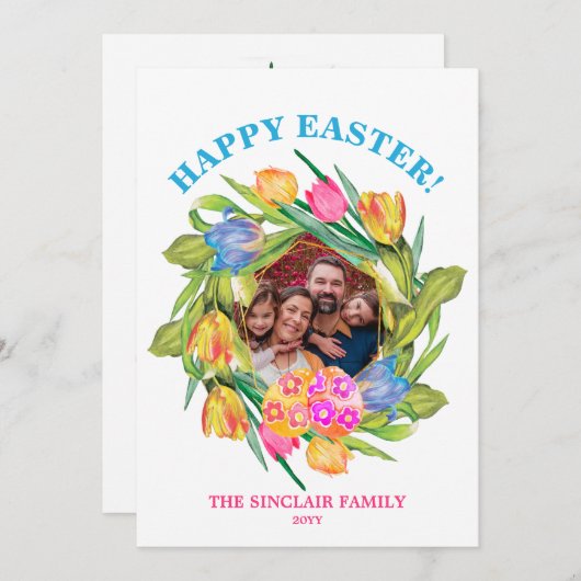 フォトフローラフレームハッピーイースター シーズンカード (正面/裏面)