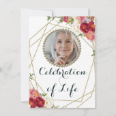 フォトフローラブルゴーニュ赤面お祝いオブ・ライフ 招待状 (裏面)