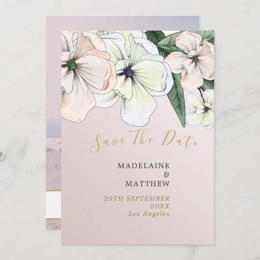 フォトフローラマグノリア赤面日付の保存 セーブザデート (正面/裏面)