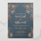 フォトフローララインアートバラ金ゴールド結婚ズ 箔招待状 (裏面)