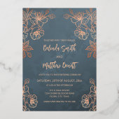 フォトフローララインアートバラ金ゴールド結婚ズ 箔招待状 (裏面)