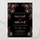 フォトフローララインアートバラ金ゴールド結婚ズ 箔招待状 (裏面)