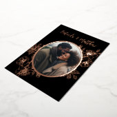 フォトフローララインアートバラ金ゴールド結婚ズ 箔招待状 (回転した状態)