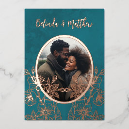 フォトフローララインアートバラ金ゴールド結婚ズ 箔招待状