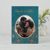 フォトフローララインアートバラ金ゴールド結婚ズ 箔招待状 (立ち正面)