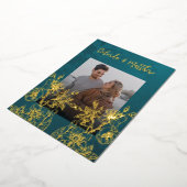 フォトフローララインアート結婚金ゴールド 箔招待状 (回転した状態)