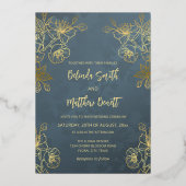 フォトフローララインアート結婚金ゴールド 箔招待状 (裏面)